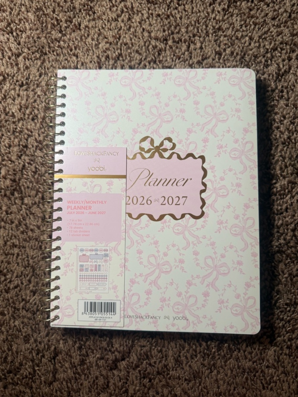 LoveShackFancy Pink and Gold 2026-2027 Planner